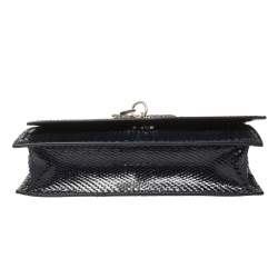 Pre Owned Valentino Blue Python VCASE With Swarovski Crystals Logo Shoulder Bag