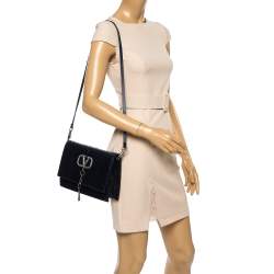 Pre Owned Valentino Blue Python VCASE With Swarovski Crystals Logo Shoulder Bag