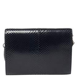 Pre Owned Valentino Blue Python VCASE With Swarovski Crystals Logo Shoulder Bag