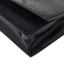 Pre Owned Valentino Blue Python VCASE With Swarovski Crystals Logo Shoulder Bag