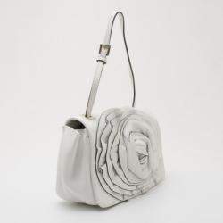 Pre Owned حقيبة كتف فالنتينو زهور جلد بيضاء