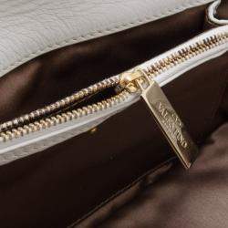 Pre Owned حقيبة كتف فالنتينو زهور جلد بيضاء