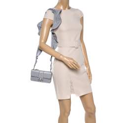 Pre Owned Valentino Grey Leather Mini Rockstud Ruffle Strap Bag