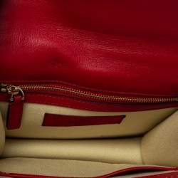 Pre Owned Valentino Red Leather Small Rockstud Glam Lock Flap Bag