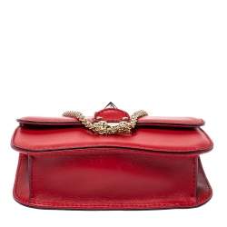 Pre Owned Valentino Red Leather Small Rockstud Glam Lock Flap Bag