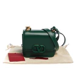 Pre Owned Valentino Jungle Green Leather Micro VSLING Shoulder Bag