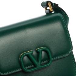 Pre Owned Valentino Jungle Green Leather Micro VSLING Shoulder Bag