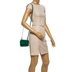 VALENTINO Green Smooth Calfskin Leather VSLING Micro Shoulder Bag *READ*