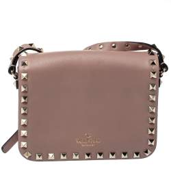 مملوكة مسبقًا Valentino Old Rose Leather Mini Rockstud Crossbody Bag