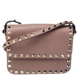 مملوكة مسبقًا Valentino Old Rose Leather Mini Rockstud Crossbody Bag