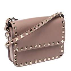 مملوكة مسبقًا Valentino Old Rose Leather Mini Rockstud Crossbody Bag