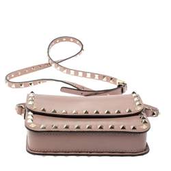 مملوكة مسبقًا Valentino Old Rose Leather Mini Rockstud Crossbody Bag