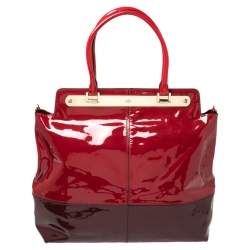 مملوكة مسبقًا حقيبة يد فالنتينو جلد لامع عنابي و أحمر