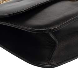 Pre Owned Valentino Black Leather Medium Rockstud Glam Lock Flap Bag