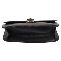 Pre Owned Valentino Black Leather Medium Rockstud Glam Lock Flap Bag