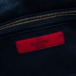 Pre Owned Valentino Black Leather Medium Rockstud Glam Lock Flap Bag