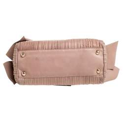 Pre Owned Valentino Beige Pleated Leather Side Bow Satchel