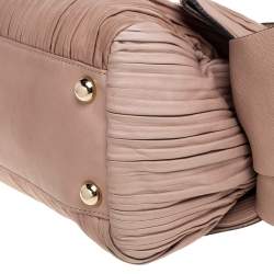Pre Owned Valentino Beige Pleated Leather Side Bow Satchel