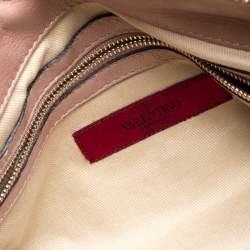 Pre Owned Valentino Beige Pleated Leather Side Bow Satchel