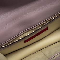 Pre Owned Valentino Old Rose Crystal/Beads Embellished Leather Medium Glam Lock Flap Bag