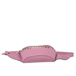 Pre Owned Valentino Pink Leather Studded Belt Bag