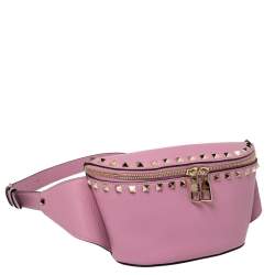 Pre Owned Valentino Pink Leather Studded Belt Bag