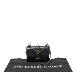 Pre Owned Valentino Black Leather Rockstud Mini Glam Lock Shoulder Bag