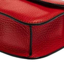 Pre Owned Valentino Red Lipstick Leather Medium Rockstud Glam Lock Flap Bag