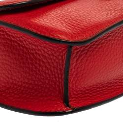 Pre Owned Valentino Red Lipstick Leather Medium Rockstud Glam Lock Flap Bag
