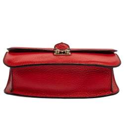 Pre Owned Valentino Red Lipstick Leather Medium Rockstud Glam Lock Flap Bag