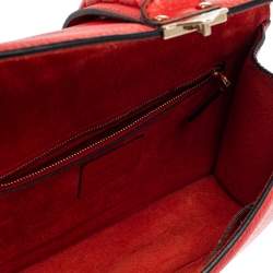 Pre Owned Valentino Red Lipstick Leather Medium Rockstud Glam Lock Flap Bag