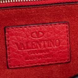 Pre Owned Valentino Red Lipstick Leather Medium Rockstud Glam Lock Flap Bag