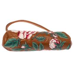 مملوكة مسبقًا حقيبة فالنتينو باغويت إطار مطرز زهور جلد بنية