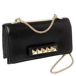 Pre Owned حقيبة كلتش فا فا فوم روكستد جلد أسود