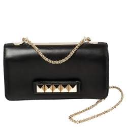 Pre Owned حقيبة كلتش فا فا فوم روكستد جلد أسود