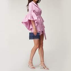 مملوكة مسبقًا Valentino Blue Glazed Crocodile Flap Clutch