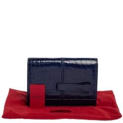 مملوكة مسبقًا Valentino Blue Glazed Crocodile Flap Clutch