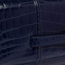 مملوكة مسبقًا Valentino Blue Glazed Crocodile Flap Clutch