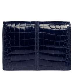 مملوكة مسبقًا Valentino Blue Glazed Crocodile Flap Clutch