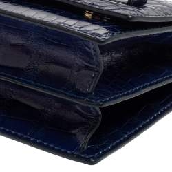 مملوكة مسبقًا Valentino Blue Glazed Crocodile Flap Clutch