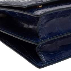 مملوكة مسبقًا Valentino Blue Glazed Crocodile Flap Clutch