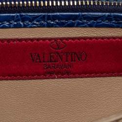 مملوكة مسبقًا Valentino Blue Glazed Crocodile Flap Clutch