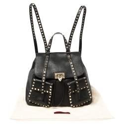 Valentino Black Leather Rockstud Backpack