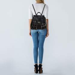 Valentino Black Leather Rockstud Backpack
