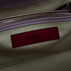 مملوكة مسبقًا حقيبة يد فالنتينو إطار مرصع روكستد جلد بيج 