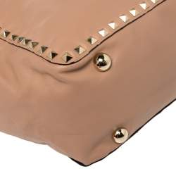 Pre Owned Valentino Pink Soft Leather Rockstud Top Handle Bag