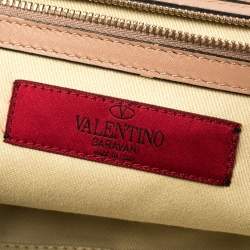 Pre Owned Valentino Pink Soft Leather Rockstud Top Handle Bag