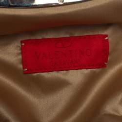 Pre Owned حقيبة كلتش فالنتينو مزخرف كريستال قفل متعاكس  علوي سلسلة قماش مجدول أحمر