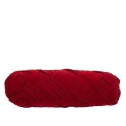 Pre Owned حقيبة كلتش فالنتينو مزخرف كريستال قفل متعاكس علوي سلسلة قماش مجدول أحمر