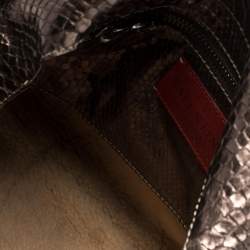 Pre Owned Valentino Beige/Metallic Shearling and Snakeskin VRing Flap Satchel